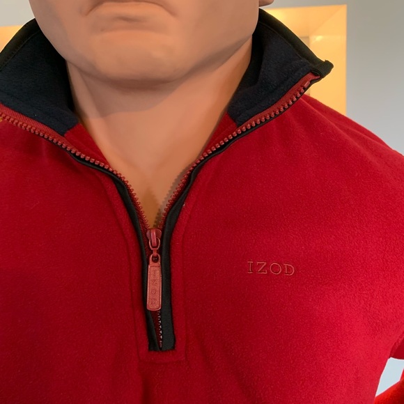 IZOD fleece 1/4 zip pullover red Large - Picture 2 of 6